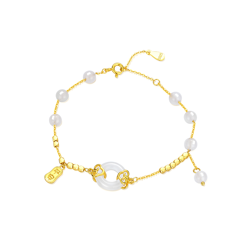 S925 Silver Bracelets With Gold Plated and Setting Different Natural Stones