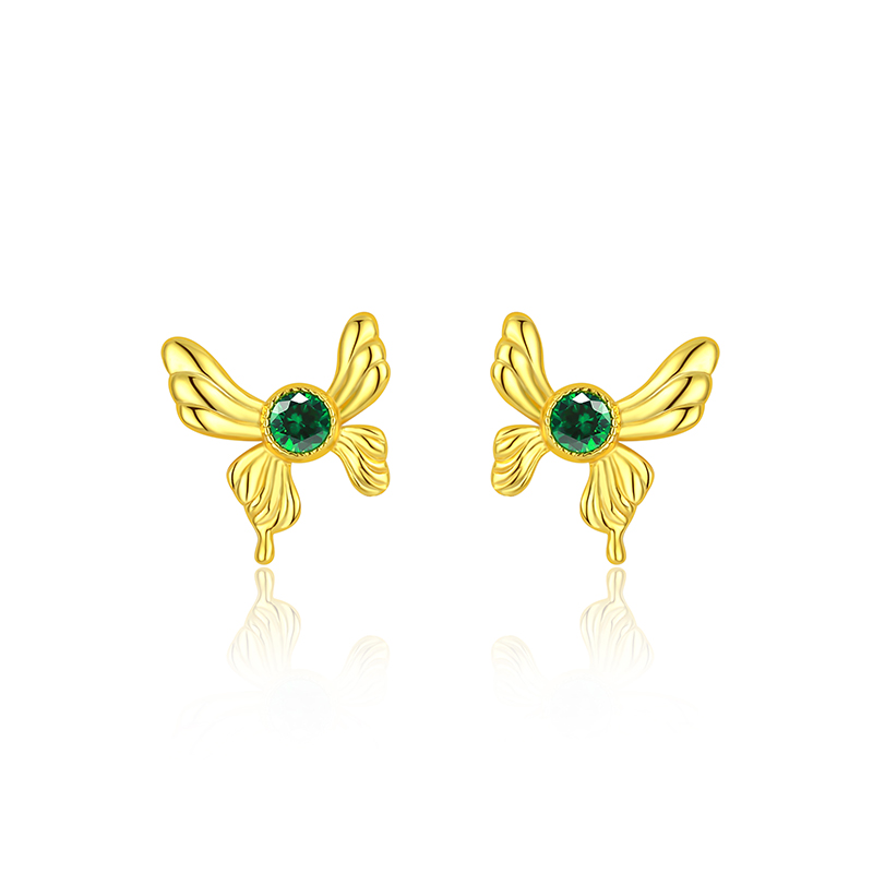 925 Sterling Silver Gold-Plated Earring-Setting Gem Showcase a Unique Style