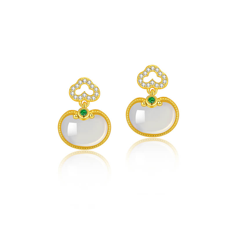925 Sterling Silver Gold-Plated Earring-Setting Gem Showcase a Unique Style