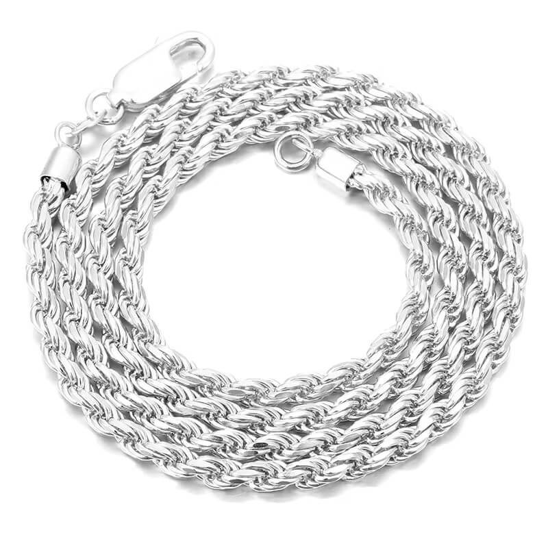  Sterling Silver Twisted Rope Chain 1.2/1.5/1.7/2.3/3.3mm Real Solid Silver Twist Rope Chain for Men Women