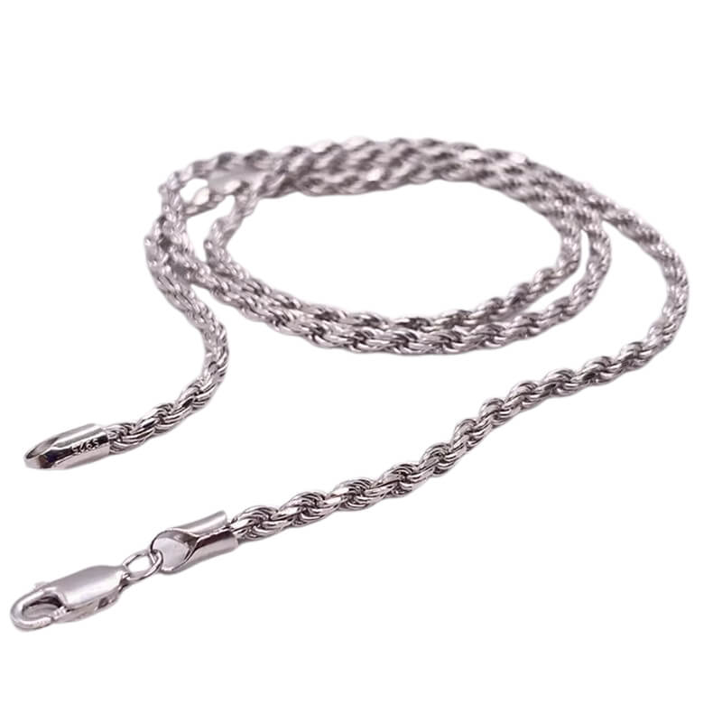  Sterling Silver Twisted Rope Chain 1.2/1.5/1.7/2.3/3.3mm Real Solid Silver Twist Rope Chain for Men Women