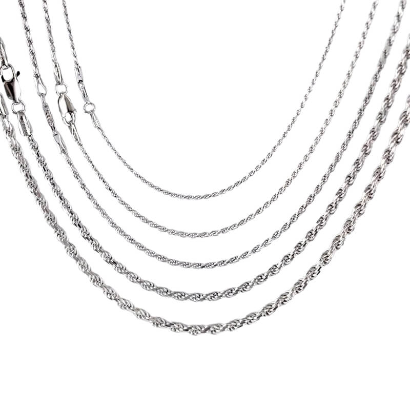  Sterling Silver Twisted Rope Chain 1.2/1.5/1.7/2.3/3.3mm Real Solid Silver Twist Rope Chain for Men Women