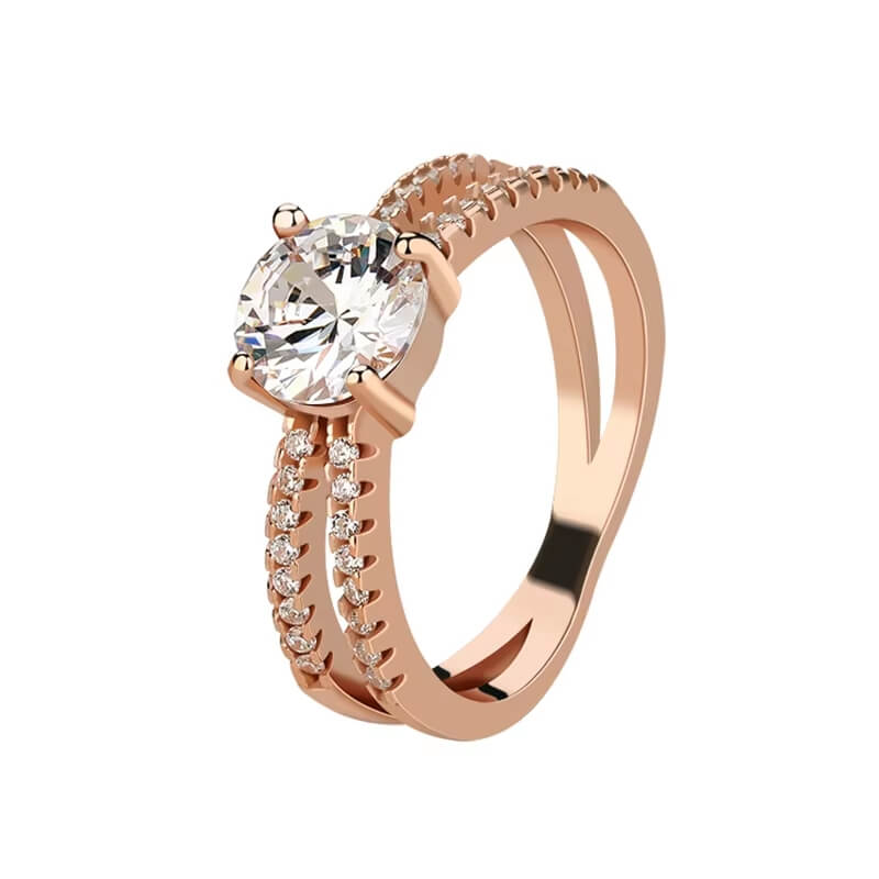 Gold Plated Silver 925 CZ Diamond Wedding Band Ring
