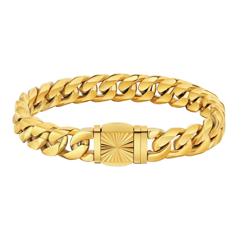 Cuban Chain Bracelet Men's 18K Gold Plated